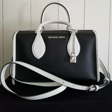 black and white michael kors bag|michael kors crossbody bag black.